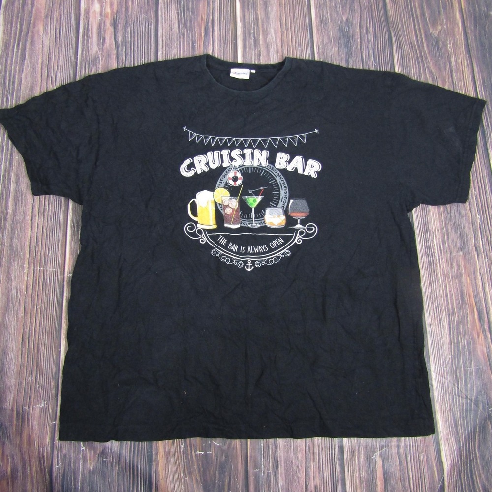 Carnival T-Shirt Mens 2XL Black Cruisin Bar Graphic Short Sleeve Cruise Vintage